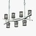 WGL-8598-30-SWOP-NCKL-LED7-4900 - Justice Design - Archway 4-Up & 3-Downlight Crossbar Chandelier SWOP: Swirl Pattern with Opal Glass Brushed Nickel FinishOval - Wire Glass