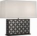 Z372 - Robert Abbey Lighting - WILLIAMSBURG Dickinson - Two Light Table Lamp Deep Patina Bronze & Antique Silver Finish with Off-White Linen Shade - Williamsburg Dickinson