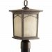 P6452-20 - Progress Lighting - Residence - One Light Outdoor Post Lantern Antique Bronze Finish with Etched Umber Seeded Glass - Residence