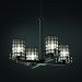 WGL-8200-10-GRCB-CROM-GU24 - Justice Design - Wire Glass - Four Light Circa Chandelier GRCB: Grid Pattern with Bubble Glass Polished Chrome FinishCylinder with Flat Rim - Wire Glass