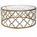 25015 - Uttermost - Quatrefoil - 42 inch Coffee Table Antique Gold Finish with Clear Tempered Glass - Quatrefoil