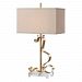 27042-1 - Uttermost - Camarena - One Light Table Lamp Bright Gold Leaf Finish with Rust Beige Linen Fabric Shade - Camarena