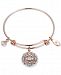 Unwritten Two-Tone Crystal Evil Eye Bangle Bracelet in Rose Gold-Tone & Stainless Steel with Silver Plated Charms