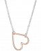Unwritten Two-Tone Heart 18" Pendant Necklace in Sterling Silver & Rose Gold-Flash