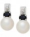 Cultured Freshwater Pearl (6-1/2mm), Sapphire (5/8 ct. t. w. ) & Diamond Accent Stud Earrings in 14k White Gold