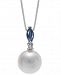 Cultured Freshwater Pearl (7-1/2mm), Sapphire (1/4 ct. t. w. ) & Diamond Accent 18" Pendant Necklace in 14k White Gold