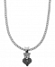 King Baby Women's Pave Crown Heart 18" Pendant Necklace in Sterling Silver