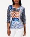 Alfred Dunner Petite Mixed-Print Top