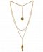 Rachel Rachel Roy Gold-Tone Double-Row Leaf Pendant Necklace, 15" + 2" extender