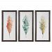 33634 - Uttermost - Tricolor Leaves - 54.75 inch Abstract Art (Set of 3) Distressed Black/Medium Brown/Off White Linen Finish - Tricolor Leaves