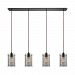 10448/4LP - Elk Lighting - Brant - Four Light Linear Pendant Oil Rubbed Bronze Finish with Clear Glass with Metal Fishnet Shade - Brant