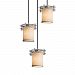 FAB-8266-50-WHTE-NCKL-BKCD-GU24 - Justice Design - Textile - Three Light Cluster Pendant White Brushed NickelCone - Textile