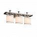 FAB-8563-15-CREM-NCKL-GU24-LED - Justice Design - Textile - 26.25 Three Light Bath Bar Cream Brushed NickelSquare with Flat Rim - Textile