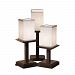 FAB-8697-15-CREM-DBRZ-GU24-LED - Justice Design - Textile - Three Light Portable Table Lamp Cream Dark BronzeSquare with Flat Rim - Textile