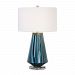 27225-1 - Uttermost - Pescara - 1 Light Table Lamp Blue Ivory/Brushed Nickel/Crystal Finish with Teal-Gray Glass with Ivory Linen Fabric Shade - Pescara