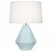 936 - Robert Abbey Lighting - Delta - One Light Table Lamp Baby Blue Glazed/Polished Nickel Finish with Oyster Linen Shade - Delta