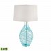 300B-LED - Lamp Works - 31 9.5W 1 LED Table Lamp Blue Swirl Finish with Hardback White Fabric Shade -