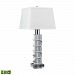 743T-LED - Lamp Works - 28 9.5W 1 LED Table Lamp Clear Crystal Finish with Hardback White Fabric Shade -