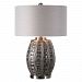 27521-1 - Uttermost - Aura - 1 Light Table Lamp Smoke Gray/Ash Black Glaze/Brushed Nickel Finish with Beige Gray Linen Fabric Shade - Aura