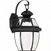 NYCL8409K - Quoizel Lighting - Newbury Clear - 14 11W 1 LED Outdoor Medium Wall Lantern Mystic Black Finish with Clear Beveled Glass - Newbury Clear