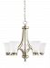 31376EN-965 - Sea Gull Lighting - Somerton - Five Light Chandelier Antique Brushed Nickel Finish with Satin Etched Glass - Somerton