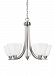 3113005-962 - Sea Gull Lighting - Parkfield - Five Light Chandelier Incandescent: 75 Watt Brushed Nickel Finish with Etched/White Glass - Parkfield