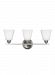 4413003-962 - Sea Gull Lighting - Parkfield - Three Light Wall/Bath Sconce Incandescent: 75 Watt Brushed Nickel Finish with Etched/White Glass - Parkfield