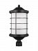 8224451-12 - Sea Gull Lighting - Sauganash - One Light Outdoor Post Lantern Medium Base: 100W Black Finish with Etched Seeded Glass - Sauganash
