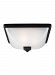 7828403-12 - Sea Gull Lighting - Irving Park - Three Light Outdoor Flush Mount Black Finish with Satin Etched Glass - Irving Park
