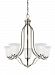 3139005-962 - Sea Gull Lighting - Emmons - 100W Five Light Chandelier Brushed Nickel Finish with Satin Etched Glass - Emmons