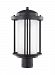 8247991S-12 - Sea Gull Lighting - Crowell - 16.98 14W 1 LED Outdoor Post Lantern Black Finish with Satin Etched Glass - Crowell