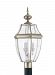 8239EN-965 - Sea Gull Lighting - Lancaster - Three Light Outdoor Post Lantern Antique Brushed Nickel Finish with Clear Curved Beveled Glass - Lancaster