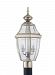 8229EN-965 - Sea Gull Lighting - Lancaster - Two Light Outdoor Post Lantern Antique Brushed Nickel Finish with Clear Curved Beveled Glass - Lancaster