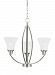 3113203-962 - Sea Gull Lighting - Metcalf - Three Light Chandelier Incandescent: 75 Watt Brushed Nickel Finish with Satin Etched Glass - Metcalf