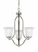 3139003-962 - Sea Gull Lighting - Emmons - 100W Three Light Chandelier Brushed Nickel Finish with Satin Etched Glass - Emmons