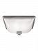 7828403-57 - Sea Gull Lighting - Irving Park - Three Light Outdoor Flush Mount Weathered Pewter Finish with Satin Etched Glass - Irving Park