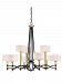 1-7081-9-30 - Savoy House - Exeter - Nine Light Chandelier Carbon/Warm Brass Finish with White Fabric Shade - Exeter