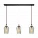 10830/3LP - Elk Lighting - Hammered Glass - Three Light Linear Mini Pendant Oil Rubbed Bronze Finish with Hammered Mercury Glass - Hammered Glass