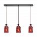10810/3LP - Elk Lighting - Giovanna - Three Light Linear Pendant Oil Rubbed Bronze Finish with Wine Red Decanter Glass - Giovanna