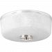 P3620-09 - Progress Lighting - Alexa - Two Light Flush Mount Brushed Nickel Finish with Etched Linen/Clear Glass - Alexa