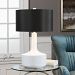 27566-1 - Uttermost - Drenova - One Light Table Lamp High Gloss White/Brushed Nickel Finish with Black Linen Fabric Shade - Drenova