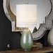 29384-1 - Uttermost - Aileana - One Light Table Lamp Brushed Nickel/Frosted Rust Green Finish with White Linen Fabric Shade - Aileana