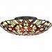 TFRB1716VB - Quoizel Lighting - Red Blossom - Two Light Semi-Flush Mount Vintage Bronze Finish with Tiffany Glass - Red Blossom