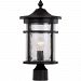 40383 BK - Trans Globe Lighting - Avalon - 9 Inch One Light Outdoor Post Lantern Black Finish with Crackled Glass - Avalon