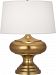 5000 - Robert Abbey Lighting - Monroe - One Light Table Lamp Antique Brass Finish with Oyster Linen Shade - Monroe