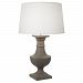 838 - Robert Abbey Lighting - Bronte - One Light Table Lamp Faux Limestone Painted Finish Finish with Oyster Linen Shade - Bronte