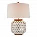 D346 - Dimond Home - Woven Ceramic - One Light Table Lamp White/Wood Tone Finish with Pure White Linen Shade - Woven Ceramic
