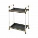 1218-1009 - Sterling Industries - Bullion - 32 Bar Cart Acrylic/Gold Plated Stainless Steel/Grey Faux Leather Finish - Bullion