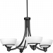 P400035-031 - Progress Lighting - Domain - Four Light Chandelier Black Finish with Etched Glass - Domain