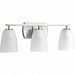 P300133-009 - Progress Lighting - Leap - Three Light Bath Vanity Brushed Nickel Finish with Etched Glass - Leap